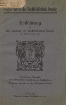 Einführung in die Kataloge der Stadtbibliothek Danzig