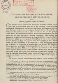 Zur Geschichte des Bücherwesens des Deutschen Ritterordens