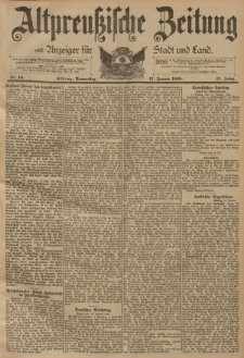 Altpreussische Zeitung, Nr. 14 Donnerstag 17 Januar 1895, 47. Jahrgang