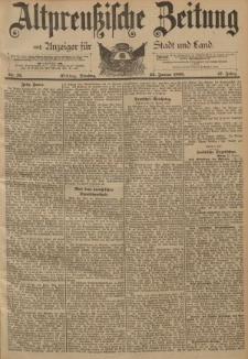Altpreussische Zeitung, Nr. 18 Dienstag 22 Januar 1895, 47. Jahrgang