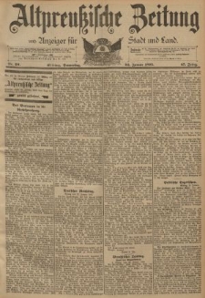 Altpreussische Zeitung, Nr. 20 Donnerstag 24 Januar 1895, 47. Jahrgang