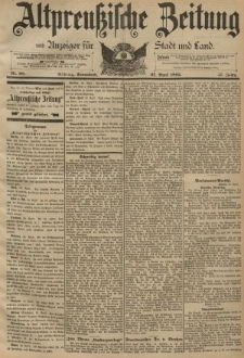 Altpreussische Zeitung, Nr. 98 Sonnabend 27 April 1895, 47. Jahrgang