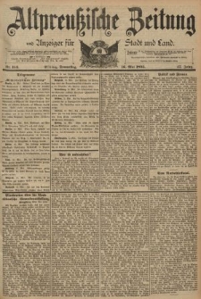 Altpreussische Zeitung, Nr. 114 Sonntag 16 Mai 1895, 47. Jahrgang