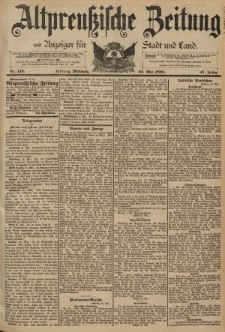 Altpreussische Zeitung, Nr. 119 Mittwoch 22 Mai 1895, 47. Jahrgang