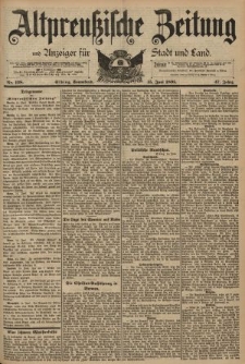 Altpreussische Zeitung, Nr. 138 Sonnabend 15 Juni 1895, 47. Jahrgang