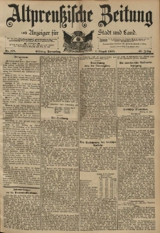 Altpreussische Zeitung, Nr. 178 Donnerstag 1 August 1895, 47. Jahrgang