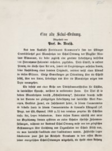 Eine alte Schul-Ordnung