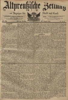 Altpreussische Zeitung, Nr. 194 Dienstag 20 August 1895, 47. Jahrgang