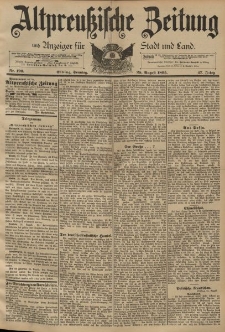 Altpreussische Zeitung, Nr. 199 Sonntag 25 August 1895, 47. Jahrgang