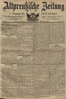 Altpreussische Zeitung, Nr. 202 Donnerstag 29 August 1895, 47. Jahrgang