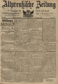 Altpreussische Zeitung, Nr. 204 Sonnabend 31 August 1895, 47. Jahrgang
