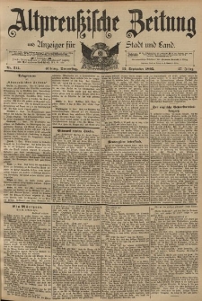 Altpreussische Zeitung, Nr. 214 Donnerstag 12 September 1895, 47. Jahrgang