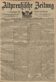 Altpreussische Zeitung, Nr. 220 Donnerstag 19 September 1895, 47. Jahrgang