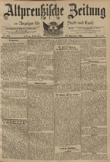 Altpreussische Zeitung, Nr. 220 Donnerstag 19 September 1895, 47. Jahrgang