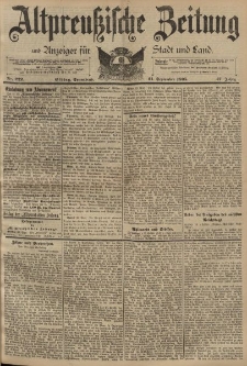 Altpreussische Zeitung, Nr. 222 Sonnabend 21 September 1895, 47. Jahrgang