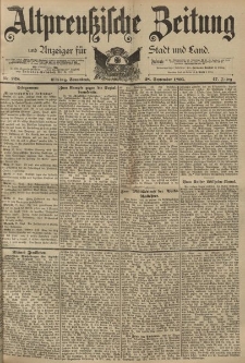 Altpreussische Zeitung, Nr. 228 Sonnabend 28 September 1895, 47. Jahrgang