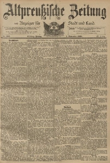 Altpreussische Zeitung, Nr. 257 Freitag 1 November 1895, 47. Jahrgang