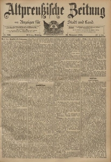Altpreussische Zeitung, Nr. 265 Sonntag 10 November 1895, 47. Jahrgang