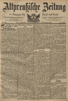 Altpreussische Zeitung, Nr. 273 Mittwoch 20 November 1895, 47. Jahrgang