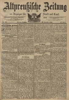 Altpreussische Zeitung, Nr. 277 Dienstag 26 November 1895, 47. Jahrgang
