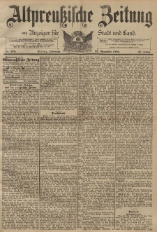 Altpreussische Zeitung, Nr. 278 Mittwoch 27 November 1895, 47. Jahrgang