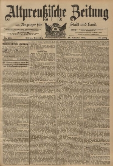 Altpreussische Zeitung, Nr. 279 Donnerstag 28 November 1895, 47. Jahrgang