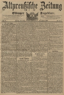 Altpreussische Zeitung, Nr. 11 Donnerstag 14 Januar 1897, 49. Jahrgang