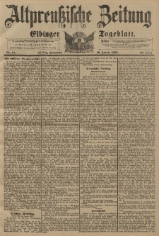 Altpreussische Zeitung, Nr. 13 Sonnabend 16 Januar 1897, 49. Jahrgang