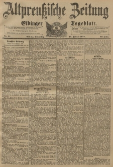 Altpreussische Zeitung, Nr. 41 Donnerstag 18 Februar 1897, 49. Jahrgang