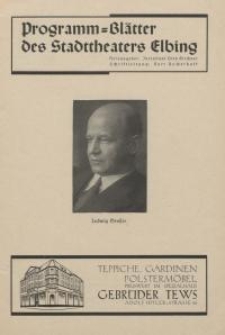 Das Bild - Programm-blätter des Stadttheaters Elbing - Hermann, Bahr