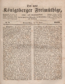 Der neue Königsberger Freimüthige, Nr. 5 Donnerstag, 13 Januar 1853
