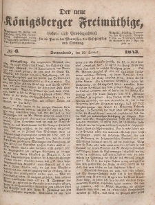 Der neue Königsberger Freimüthige, Nr. 6 Sonnabend, 15 Januar 1853