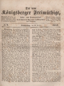 Der neue Königsberger Freimüthige, Nr. 8 Donnerstag, 20 Januar 1853