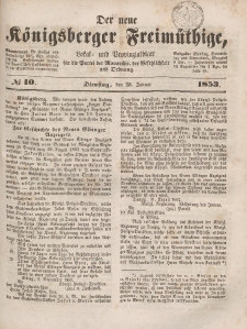 Der neue Königsberger Freimüthige, Nr. 10 Dienstag, 25 Januar 1853