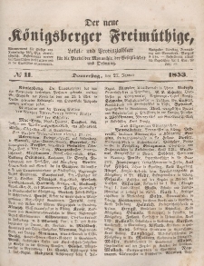 Der neue Königsberger Freimüthige, Nr. 11 Donnerstag, 27 Januar 1853
