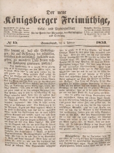 Der neue Königsberger Freimüthige, Nr. 15 Sonnabend, 5 Februar 1853