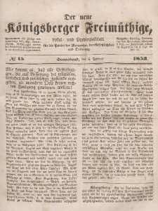 Der neue Königsberger Freimüthige, Nr. 15 Sonnabend, 5 Februar 1853