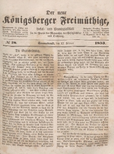 Der neue Königsberger Freimüthige, Nr. 18 Sonnabend, 12 Februar 1853