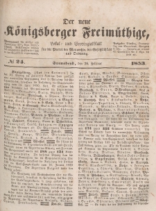 Der neue Königsberger Freimüthige, Nr. 24 Sonnabend, 26 Februar 1853