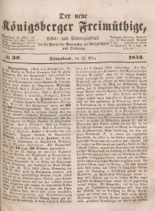 Der neue Königsberger Freimüthige, Nr. 30 Sonnabend, 12 März 1853