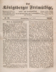 Der Königsberger Freimüthige, Nr. 41 Donnerstag, 7 April 1853