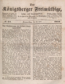 Der Königsberger Freimüthige, Nr. 44 Donnerstag, 14 April 1853
