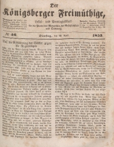 Der Königsberger Freimüthige, Nr. 46 Dienstag, 19 April 1853