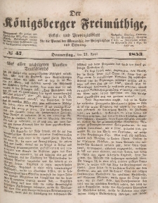 Der Königsberger Freimüthige, Nr. 47 Donnerstag, 21 April 1853