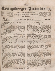 Der Königsberger Freimüthige, Nr. 48 Sonnabend, 23 April 1853