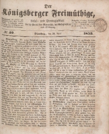 Der Königsberger Freimüthige, Nr. 49 Dienstag, 26 April 1853