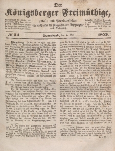 Der Königsberger Freimüthige, Nr. 54 Sonnabend, 7 Mai 1853