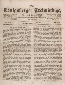 Der Königsberger Freimüthige, Nr. 56 Donnerstag, 12 Mai 1853