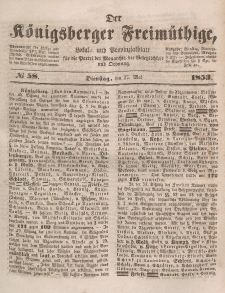 Der Königsberger Freimüthige, Nr. 58 Dienstag, 17 Mai 1853