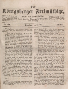 Der Königsberger Freimüthige, Nr. 61 Dienstag, 24 Mai 1853
